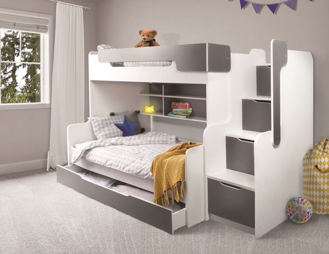 Etagenbett Harry mit seitlicher Treppe in Grau kaufen bei Hood.de