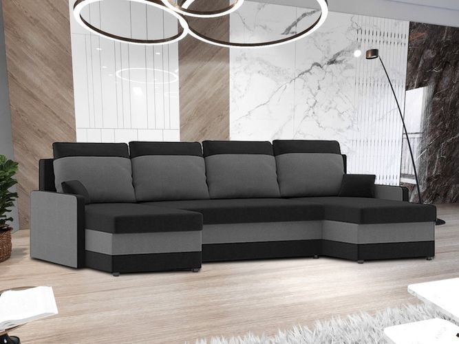 Eckcouch Milton 3 U Form Kippsofa Schlafsofa Sofa Schlafcouch Ecksofa Schwarz Grau Kaufen Bei Hood De