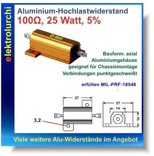 25 Watt Leistung 0,01-100 Ohm 5/% Aluminiumgehäuse Drahtwiderstand  CLY/_pr
