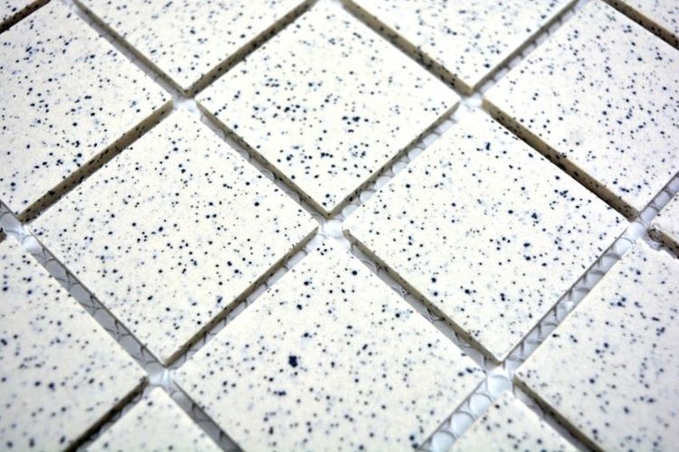 Mosaikfliese Duschtasse Boden creme Spots unglasiert RUTSCHEMMEND MOS16-0103-R10