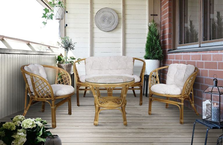 Gartenmöbel Bahama mit Zwei Sessel Sofa Couchtisch Rattan