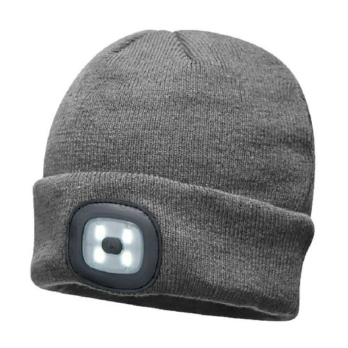 Wintermütze warme Strickmütze mit LED Licht aufladbar USB Beanie Portwest Mütze