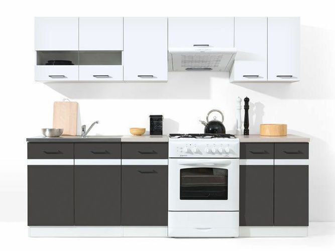 Küche 240cm Schränke, Küchenzeile erweiterbar - Fronten auswählbar Neu