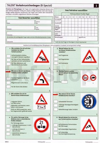 Fahrschule Fragebogen Klasse B Übungsbogen Autoführerschein