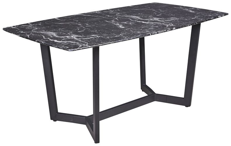 Küchentisch Rechteckig Fae 160 x 90 x 76 Esstisch Schwarz/ Marmoroptik