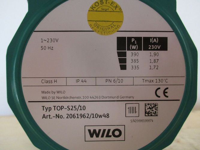 Wilo Pumpe TOP - S 25 / 10 Heizungspumpe Umwalzpumpe 1 x 230 V P13/1175 ...