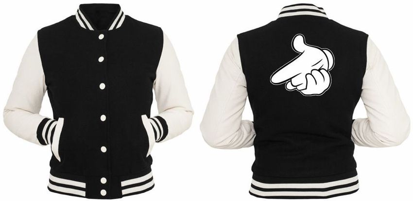 Dope Hand Shoot College Jacke Girls Micky Gun Knarre High Mouse Comic Swag Bitch Kaufen Bei Hood De Farbrichtung Schwarz Material Baumwolle