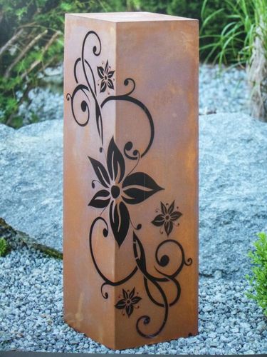 Edelrost Saule Edelweiss Stele Eisen Gartendekoration Rost Metall Deko Licht Kaufen Bei Hood De