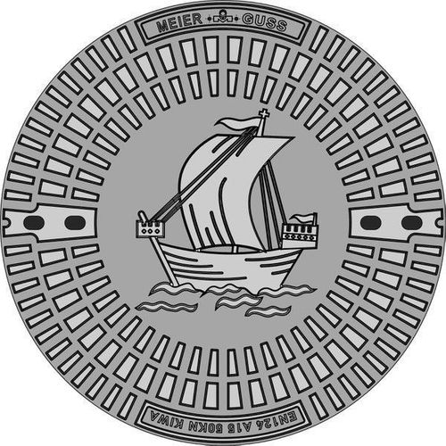 Gully Kanaldeckel Schachtdeckel Kl A 15 Motivdeckel Kogge altes Segelschiff